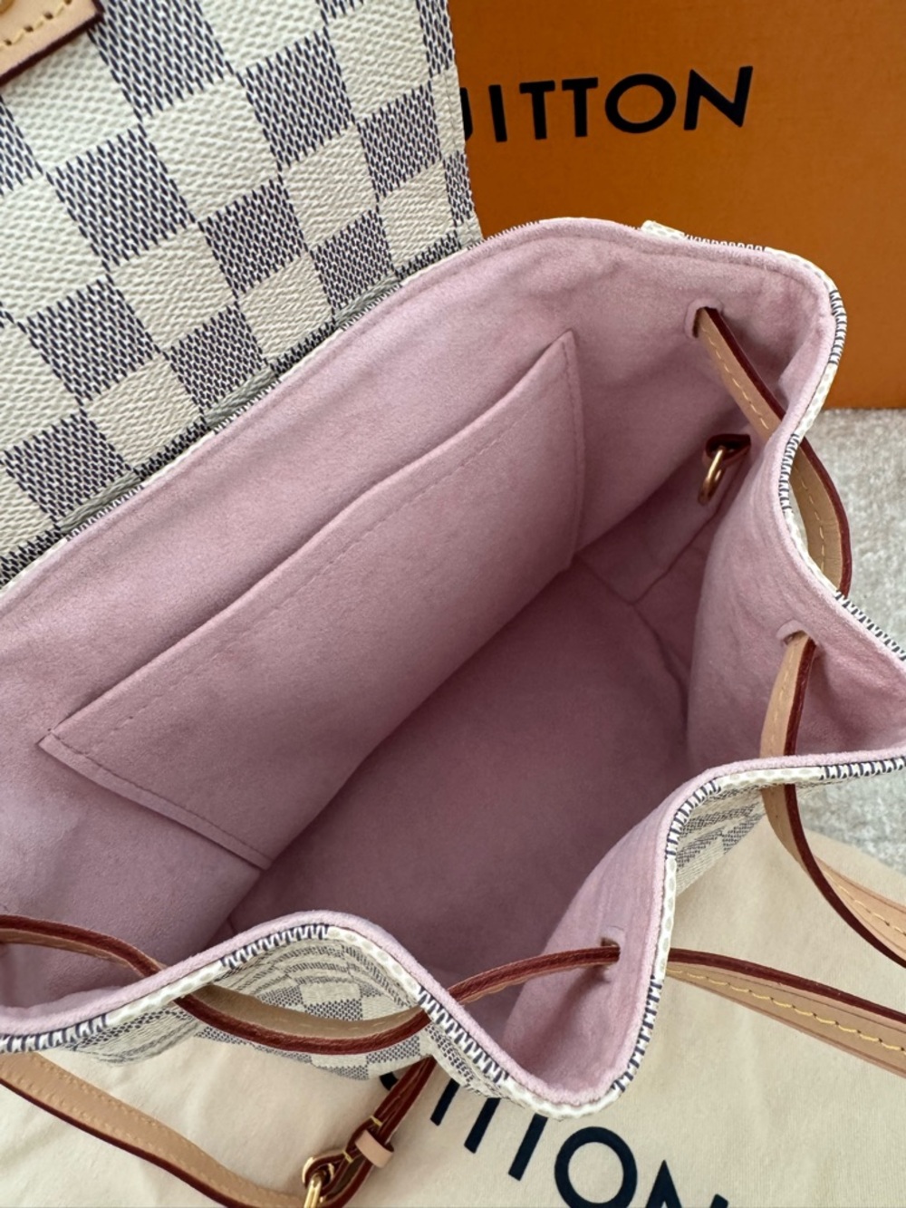 Louis Vuitton Sperone bb Checkered Drawstring Backpack with Pink Trim - Picture 7 of 8